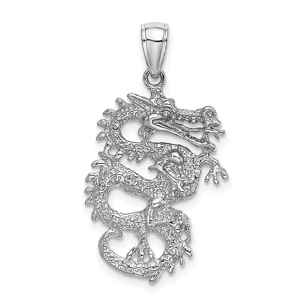 14K Weißgold 3-D-Drachen-Charm