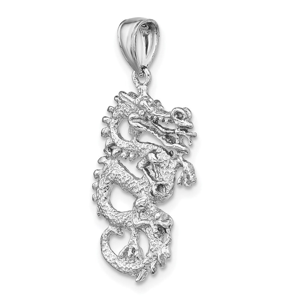 14K Weißgold 3-D-Drachen-Charm