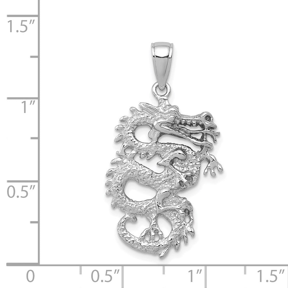 14K Weißgold 3-D-Drachen-Charm