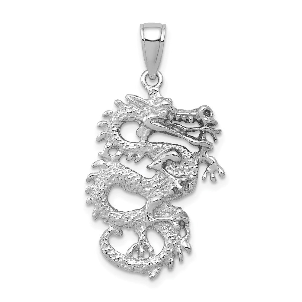 14K Weißgold 3-D-Drachen-Charm