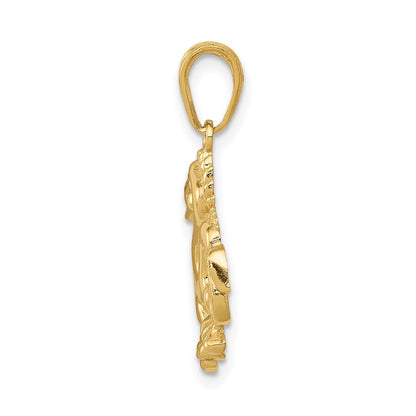 14K Gelbgold massiver polierter Drachen-Anhänger