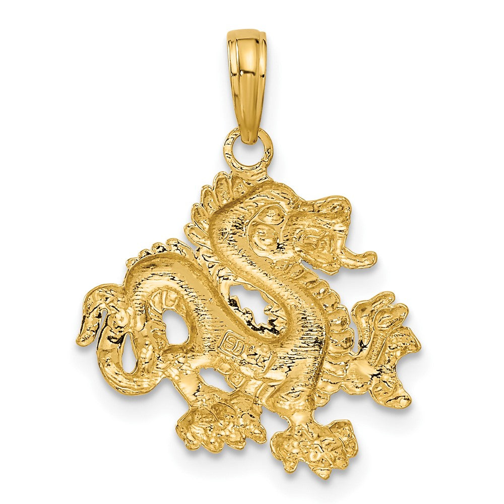 14K Gelbgold massiver polierter Drachen-Anhänger