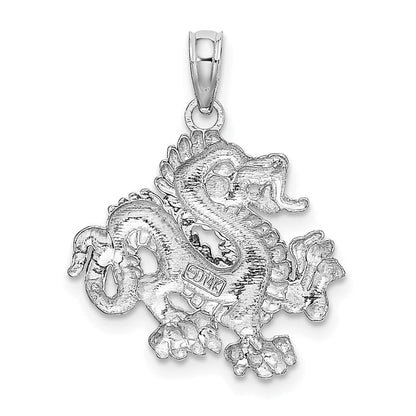 14K Weißgold Klein Drache Charm