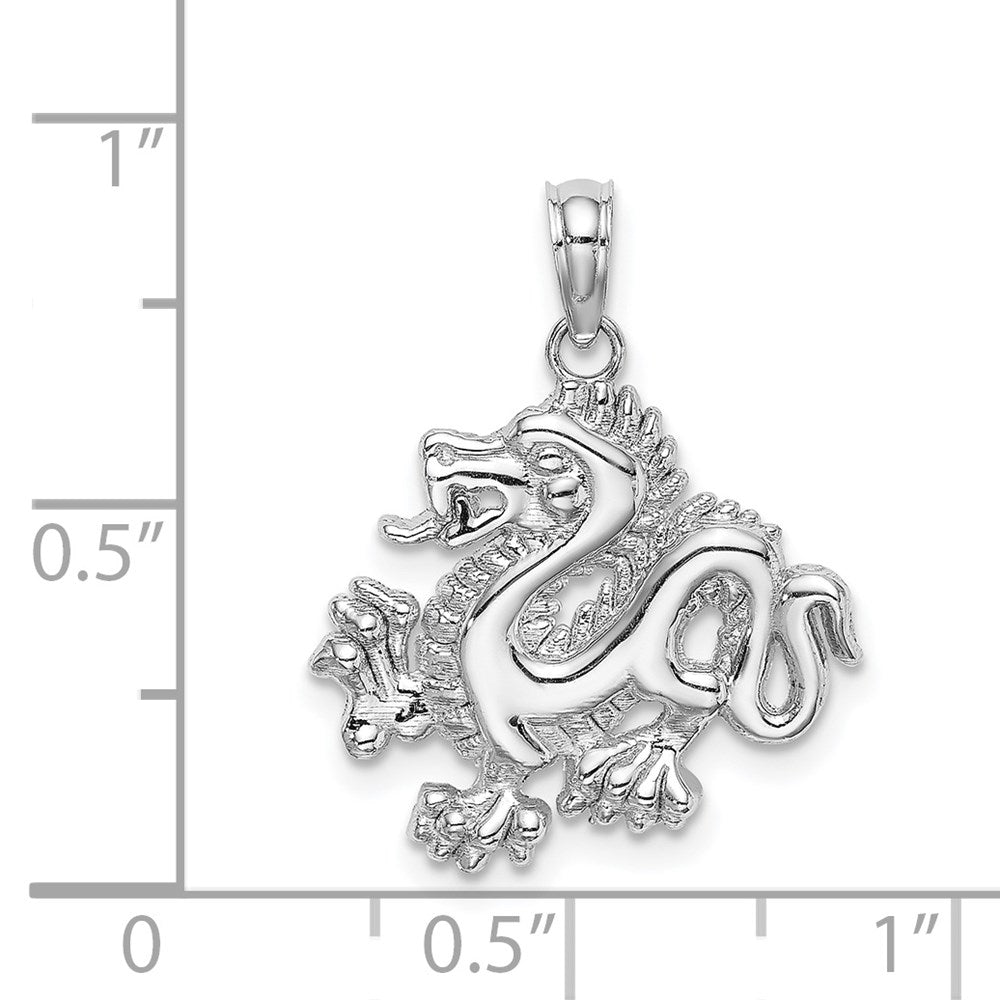 14K Weißgold Klein Drache Charm