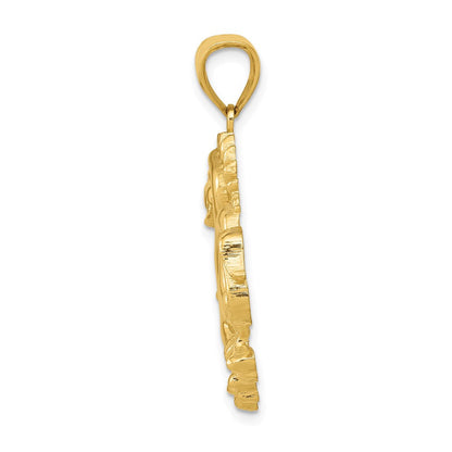 14K Gelbgold Massiv Polierter Drachen-Anhänger