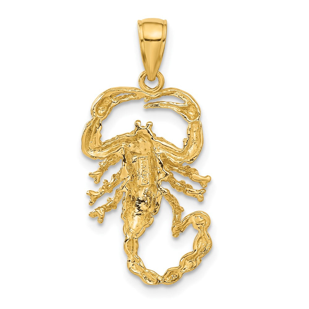 14K Gelbgold massiver polierter Skorpion-Anhänger mit offener Rückseite
