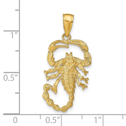 14K Gelbgold massiver polierter Skorpion-Anhänger mit offener Rückseite