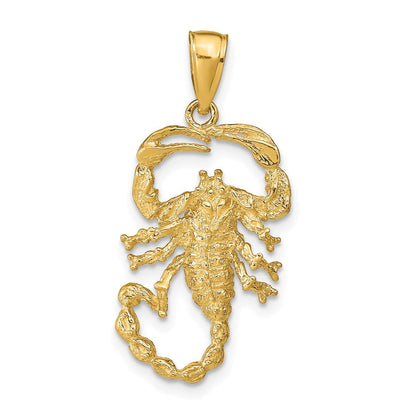 14K Gelbgold massiver polierter Skorpion-Anhänger mit offener Rückseite