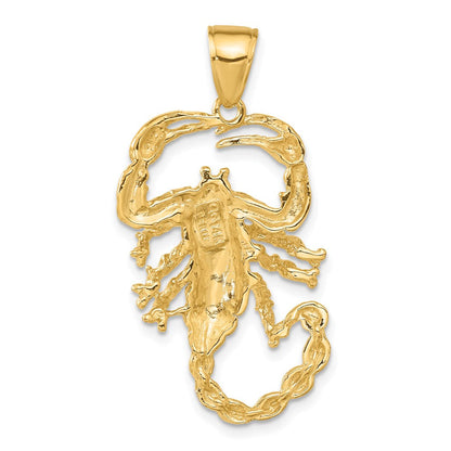 14K Gelbgold Massiver Polierter Offener Skorpion-Anhänger