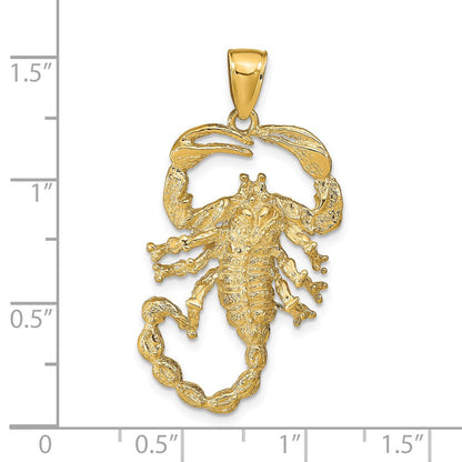 14K Gelbgold Massiver Polierter Offener Skorpion-Anhänger