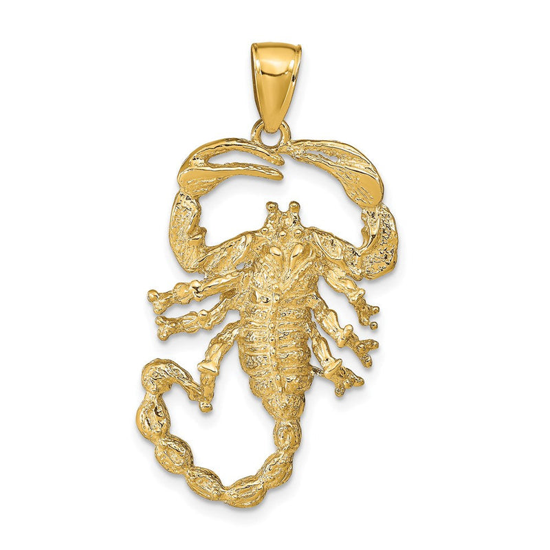 14K Gelbgold Massiver Polierter Offener Skorpion-Anhänger