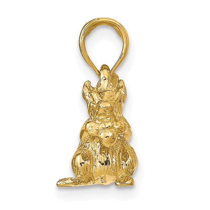 14K Gelbgold massiver 3-D-Eichhörnchen-Anhänger mit Nuss