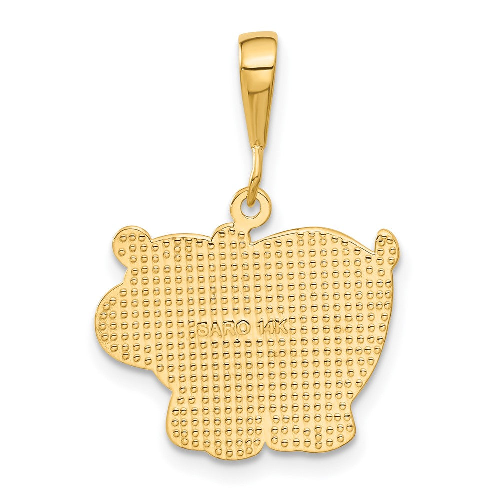 14K Gelbgold Poliert Hippopotamus-Anhänger