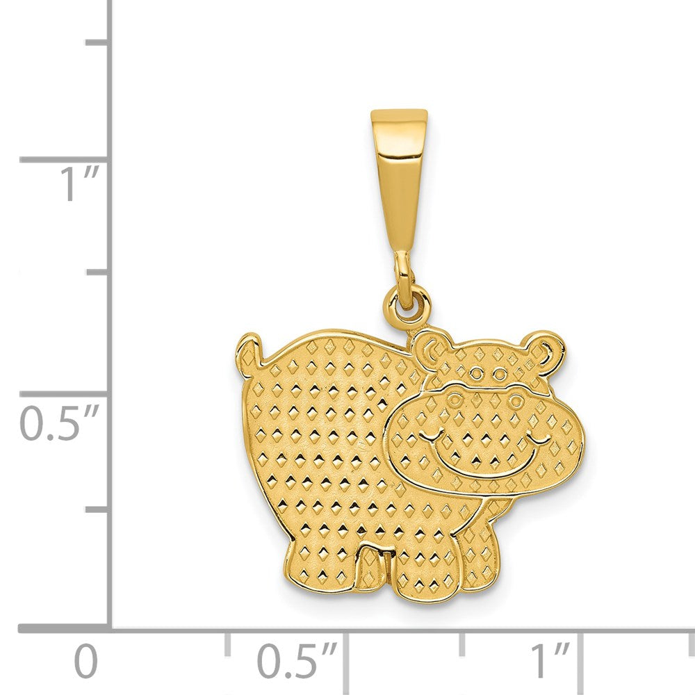 14K Gelbgold Poliert Hippopotamus-Anhänger