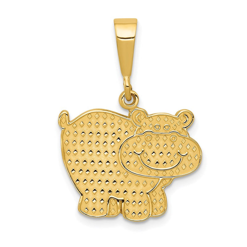 14K Gelbgold Poliert Hippopotamus-Anhänger