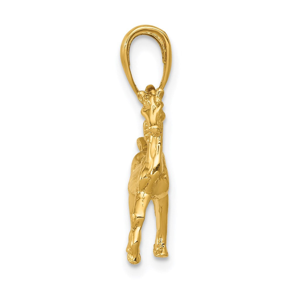 14K Gelbgold massiver polierter 3-D-Pferde-Charm