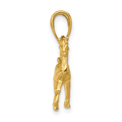 14K Gelbgold massiver polierter 3-D-Pferde-Charm