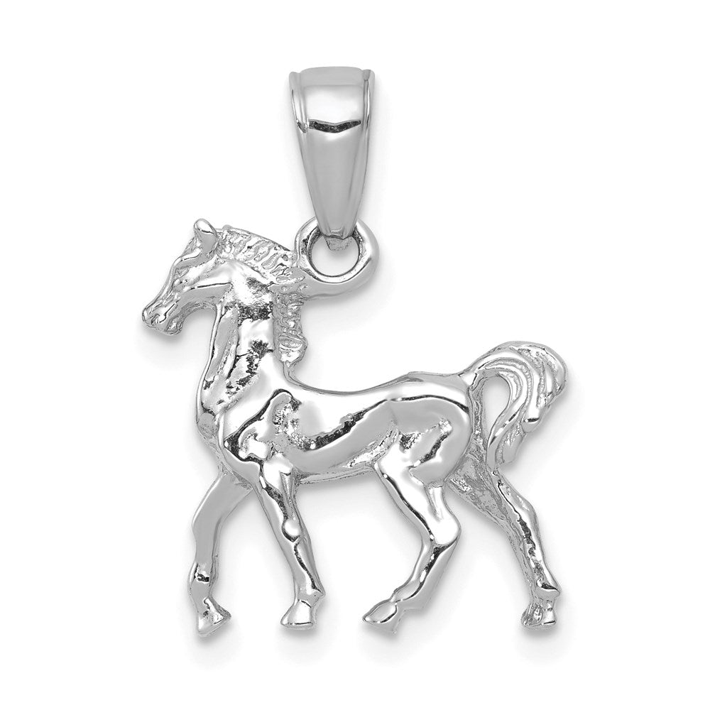 14K Weißgold Solide Poliert 3-D Pferd Charm