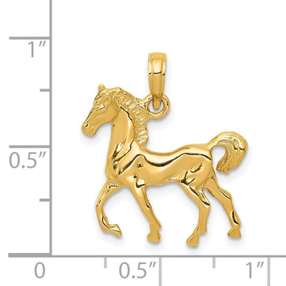 14K Gelbgold massiver polierter offener Pferde-Anhänger