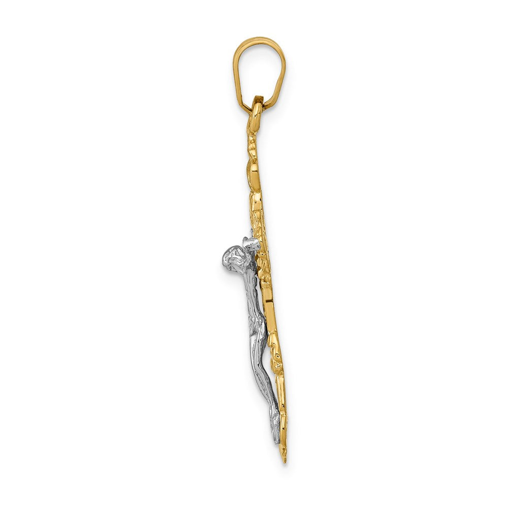 14K Bicolor Gold Fleur-de-Lis-Kruzifix-Anhänger
