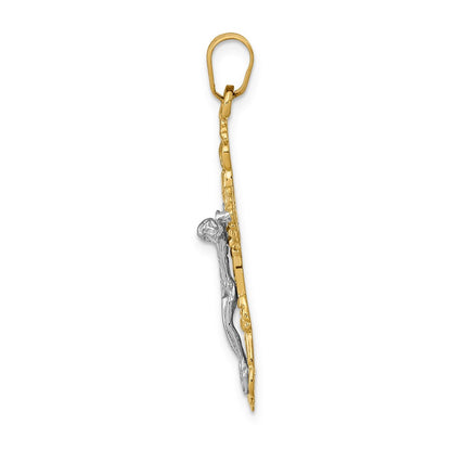 14K Bicolor Gold Fleur-de-Lis-Kruzifix-Anhänger