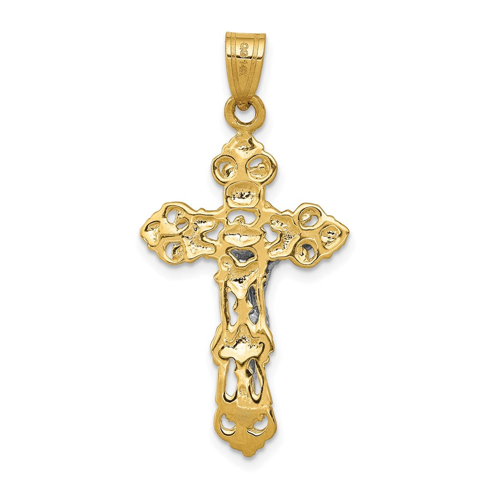 14K Bicolor Gold Fleur-de-Lis-Kruzifix-Anhänger