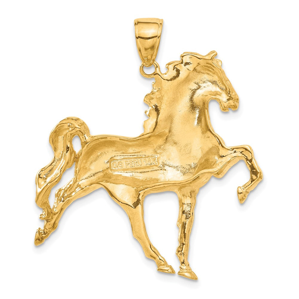 14K Gelbgold massiver polierter offener Pferde-Anhänger