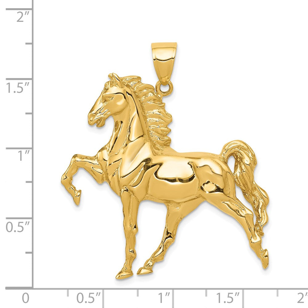 14K Gelbgold massiver polierter offener Pferde-Anhänger