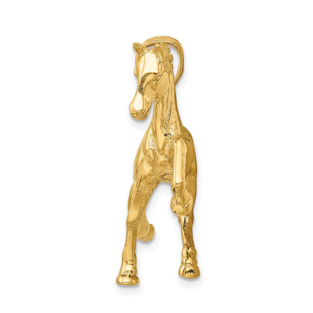 14K Gelbgold Hohl Poliert 3-d Pferd Charm