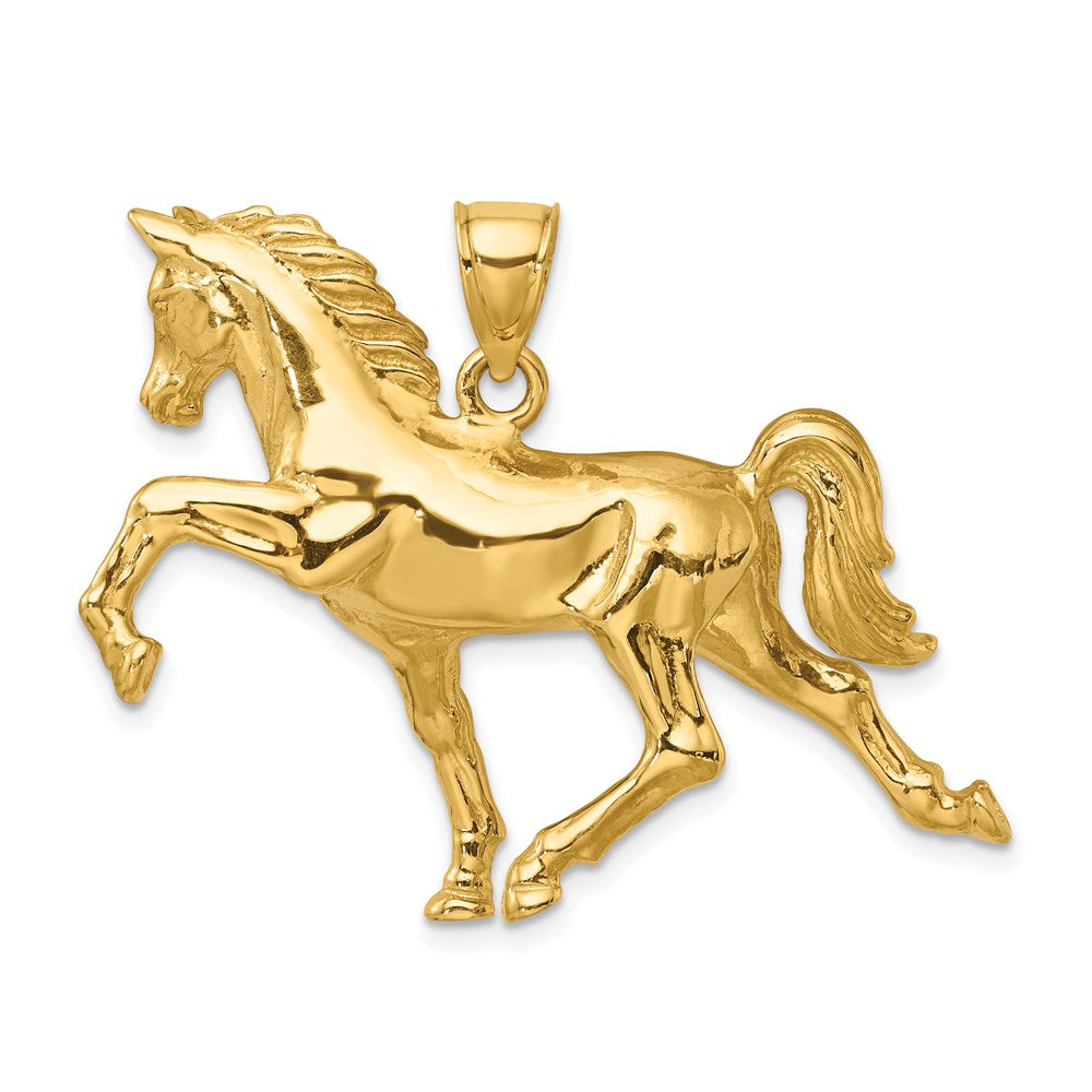 14K Gelbgold Hohl Poliert 3-d Pferd Charm