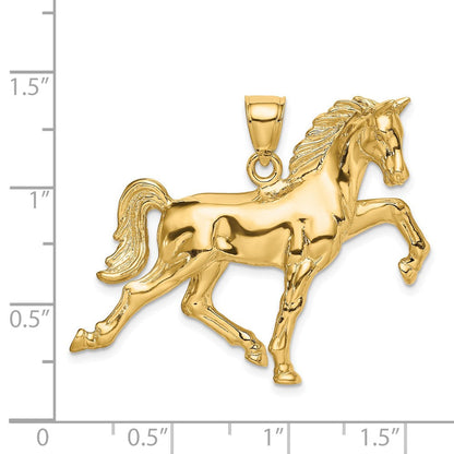 14K Gelbgold Hohl Poliert 3-d Pferd Charm