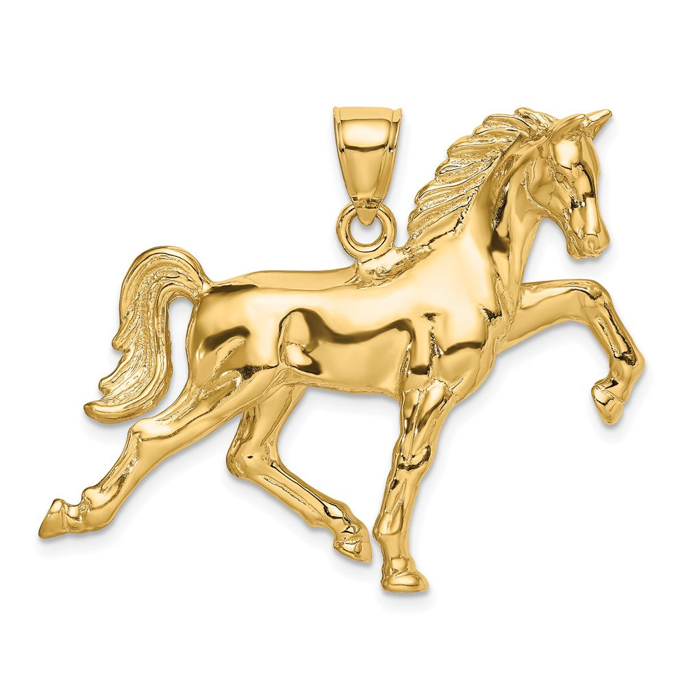 14K Gelbgold Hohl Poliert 3-d Pferd Charm