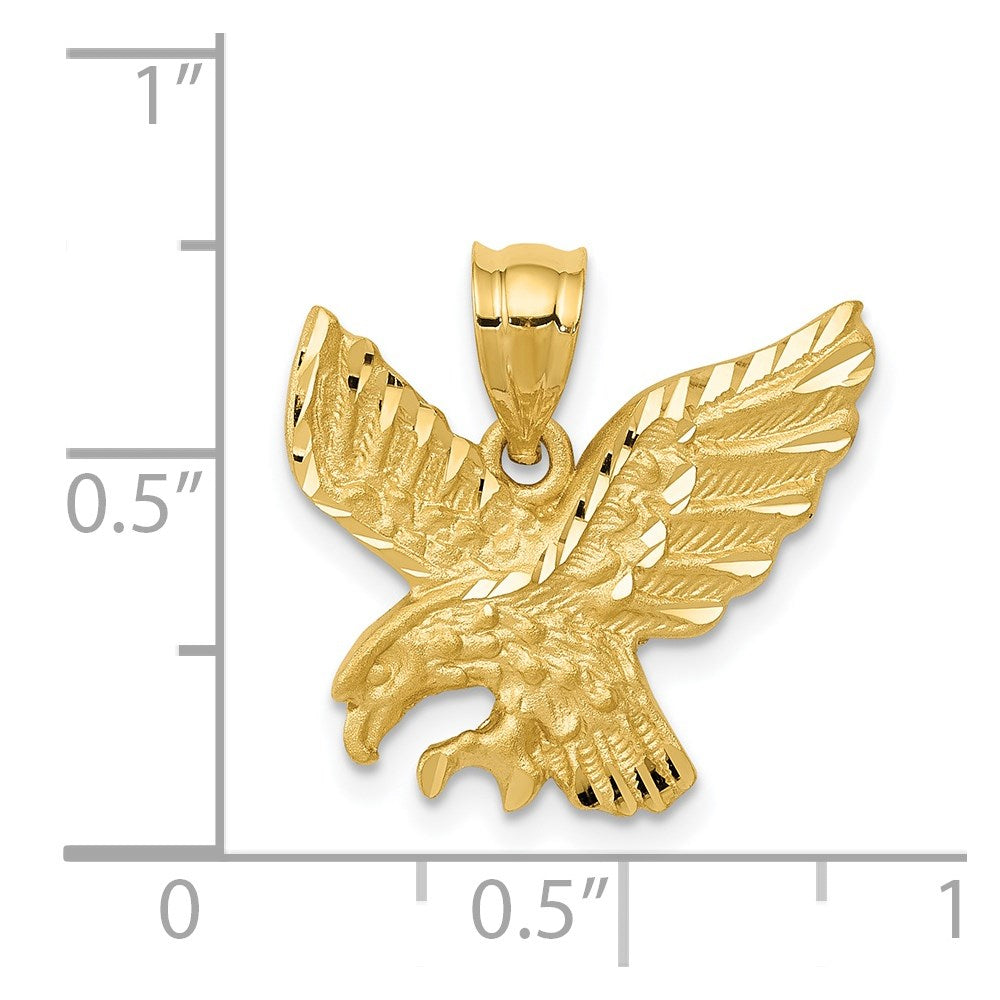 14K Gelbgold Adler-Anhänger, satiniert, diamantiert