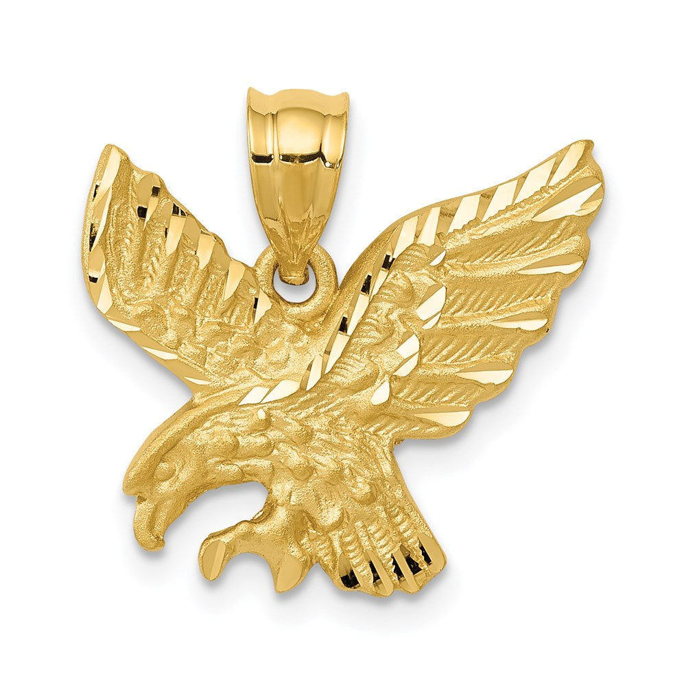 14K Gelbgold Adler-Anhänger, satiniert, diamantiert