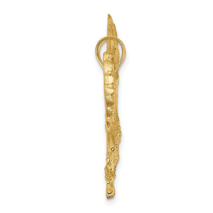 14K Gelbgold Satiniert Diamantgeschliffener Adler-Anhänger