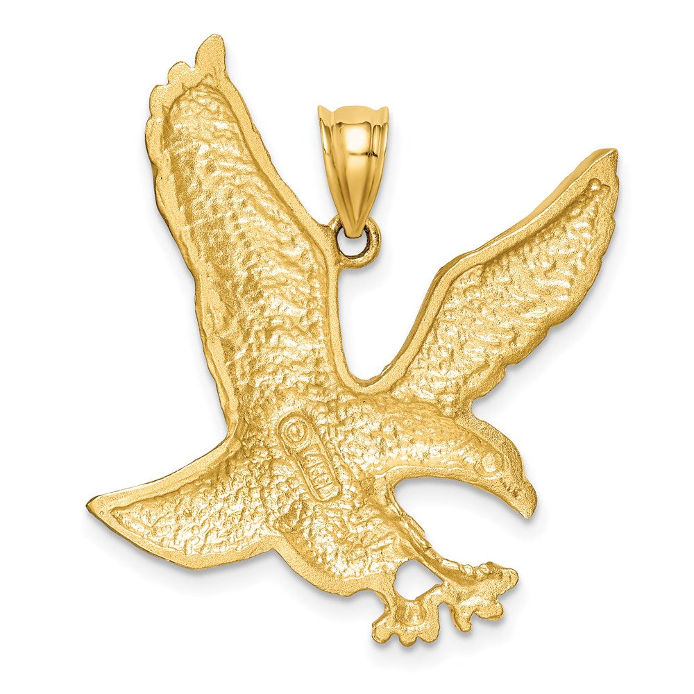 14K Gelbgold Satiniert Diamantgeschliffener Adler-Anhänger