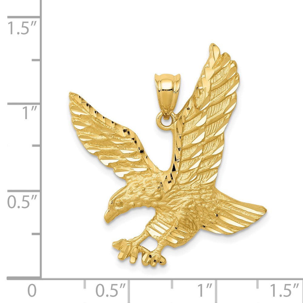 14K Gelbgold Satiniert Diamantgeschliffener Adler-Anhänger