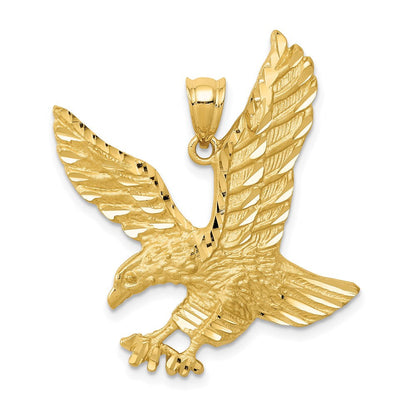 14K Gelbgold Satiniert Diamantgeschliffener Adler-Anhänger
