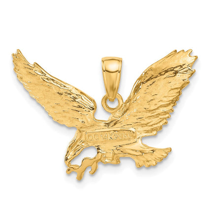 14K Gelbgold massiver polierter Adler-Anhänger