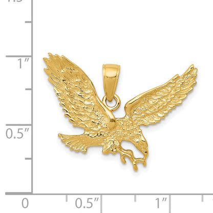 14K Gelbgold massiver polierter Adler-Anhänger