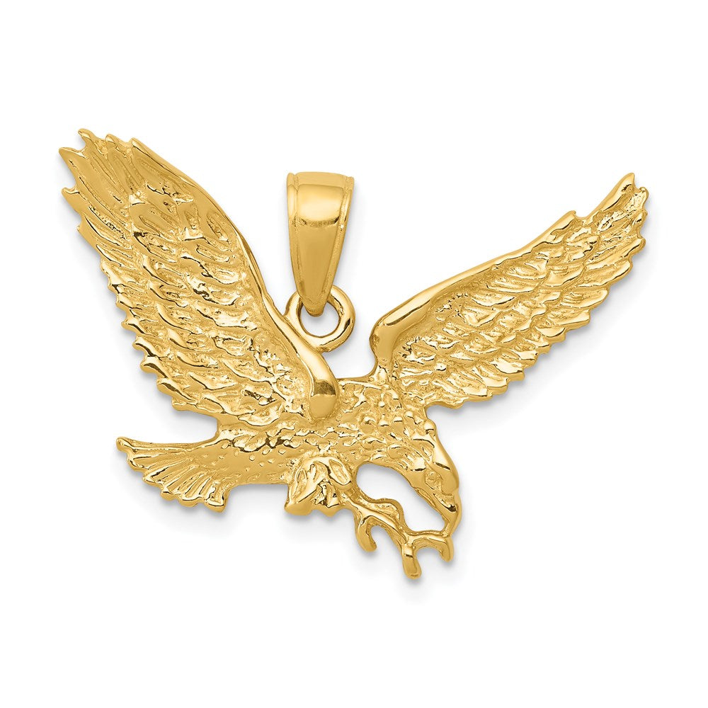 14K Gelbgold massiver polierter Adler-Anhänger