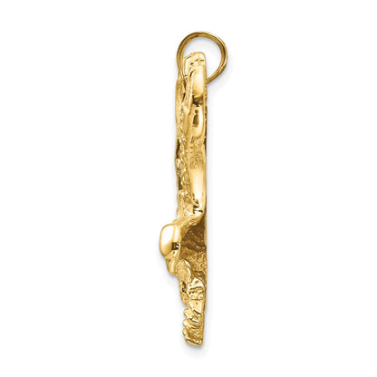 14K Gelbgold Massiv Poliert Adler-Anhänger