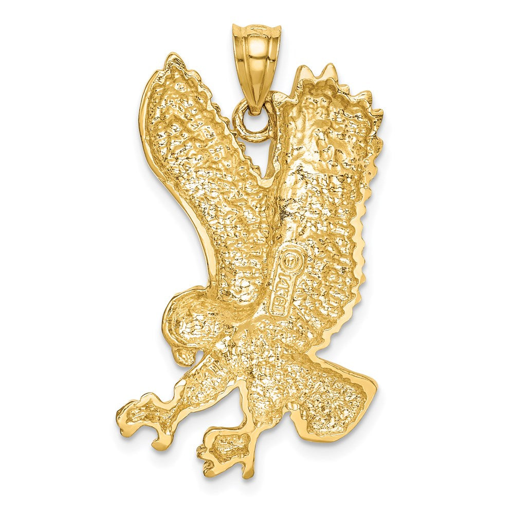 14K Gelbgold Massiv Poliert Adler-Anhänger