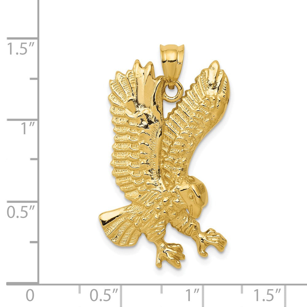 14K Gelbgold Massiv Poliert Adler-Anhänger