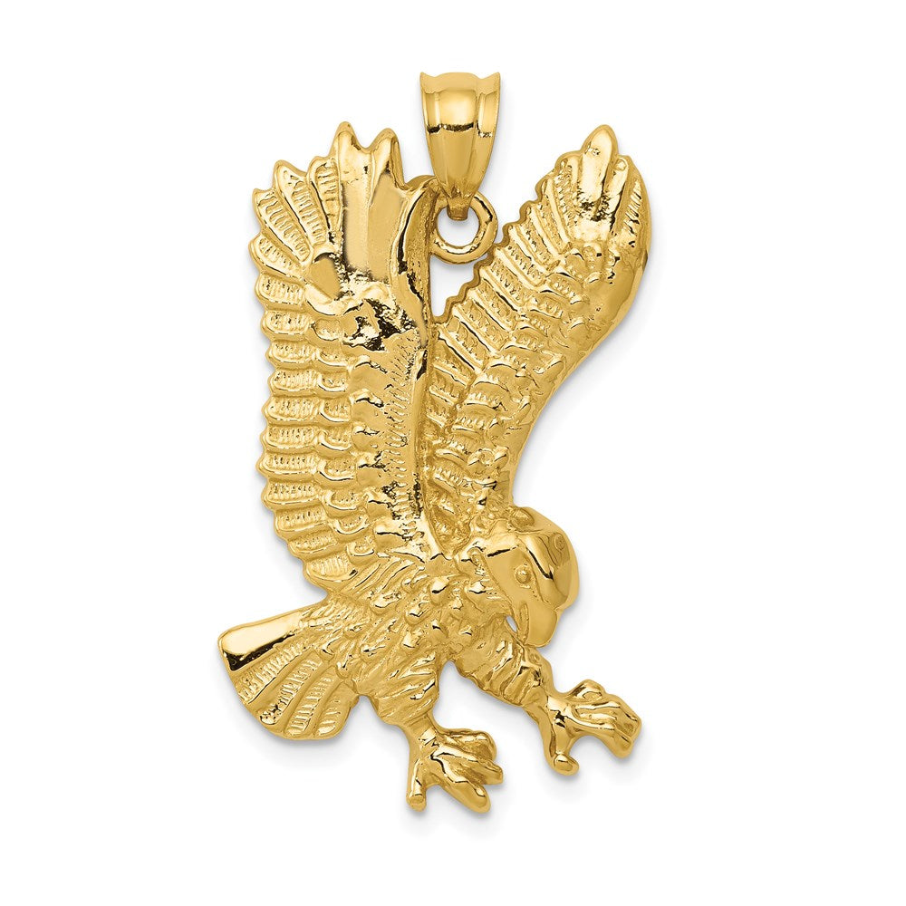 14K Gelbgold Massiv Poliert Adler-Anhänger
