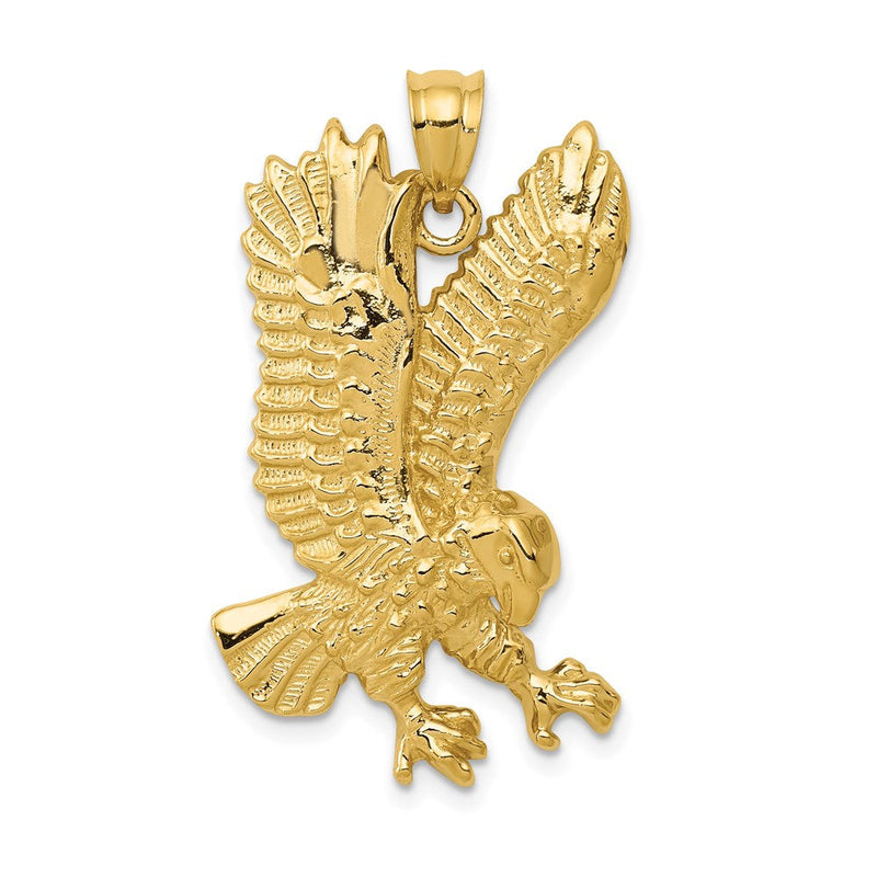 14K Gelbgold Massiv Poliert Adler-Anhänger