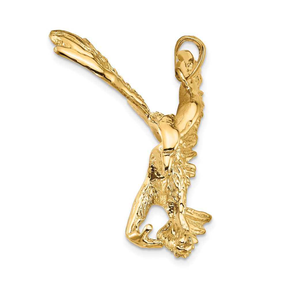14K Gelbgold Massiv Poliert Adler-Anhänger