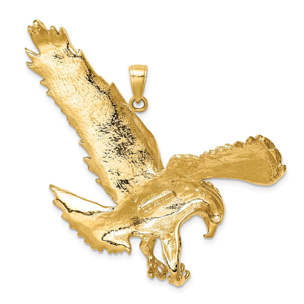 14K Gelbgold Massiv Poliert Adler-Anhänger