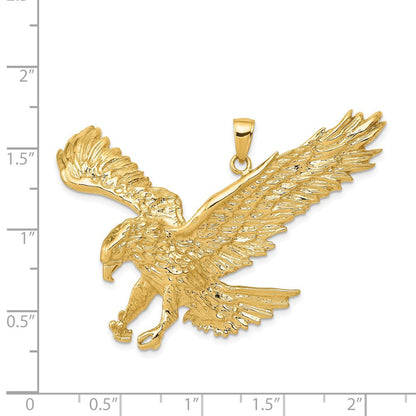 14K Gelbgold Massiv Poliert Adler-Anhänger