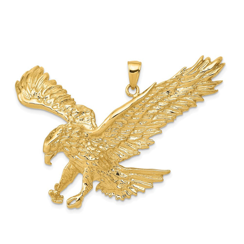 14K Gelbgold Massiv Poliert Adler-Anhänger